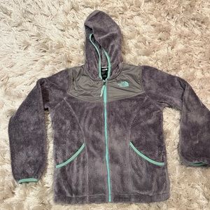 Grey Fluffy North Face Jacket size 14,16 Small